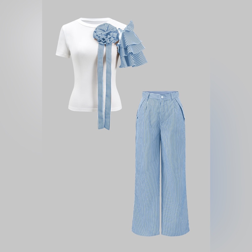 Striped Blue and White Women's Pants size M MC5